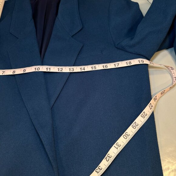 Ashley Brooke Wool Double Breasted Blazer Womens Jacket Work Vintage Royal Blue - Picture 8 of 16